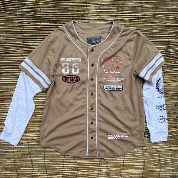 Brooklyn Cloth Other - Brooklyn Cloth Worldwide Speedway Baseball Jersey Shirt Men's Large Long Sleeve